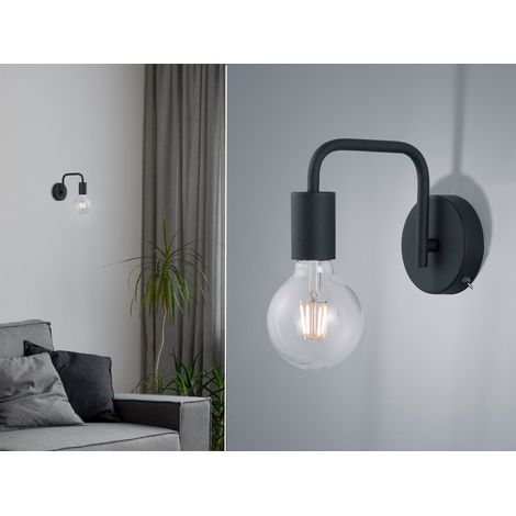 Minimalistische LED Wandleuchte mit Stecker und Schalter Schwarz, Höhe 15cm (1/5)