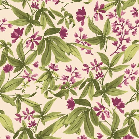 Vliestapete - Inia - Creme Gelb Beige Bäume Blätter Grandeco - A80402 (1/4)