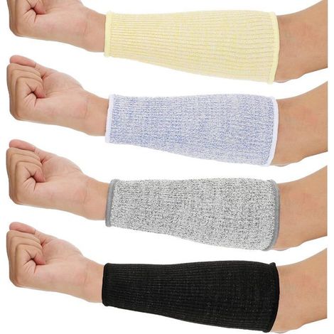 Manchons de protection anti-coupures - Lot de 4 paires - Résistants aux coupures et brûlures - Longueur 22 cm (1/5)