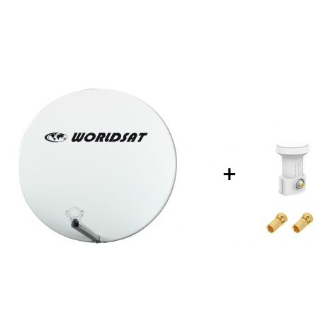 Antenne Parabole Fibre SMC 75 cm Beige WORLDSAT + LNB Single 0,1 dB Full HD 1080p 4K Ultra HD + 2 Fiches F Or - Visserie en Inox (1/4)