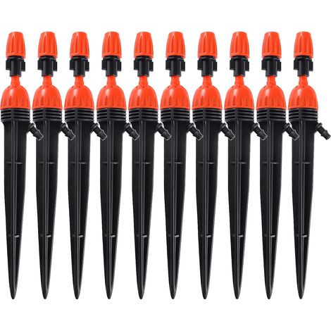 10 Pièces Arroseurs à Débit d'eau Réglables 2 en 1 Goutteur, Réglable Goutte, 360 Degrés Goutteur Atomiseur Équipement d'irrigation, pour Tube 4/7mm (1/5)
