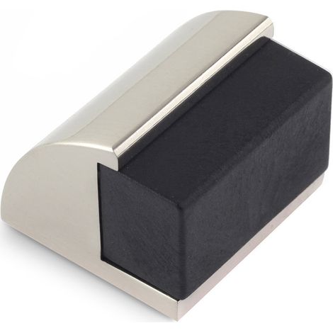 Tope de puerta adhesivo y atornillable con acabado inox look. Dimensiones: 38x38x30 mm -