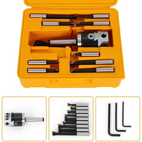 Bohrkopf-Ausdrehkopf-Set MT2-M10 F1-12, 50-mm-Schafthalter-Set mit 12-mm-Ausdrehstangen, Fräswerkzeugzubehör und Koffer