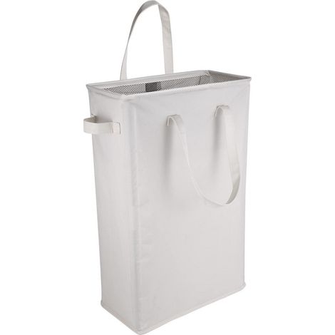 Schmaler Wäschekorb faltbar 45L mit Griffen, 39x19x60cm, Beige (1/5)