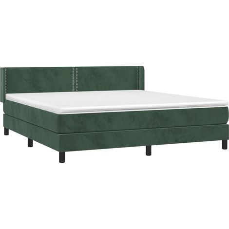 Giroletto a Molle con Materasso Verde Scuro 180x200 cm Velluto vidaXL (1/5)