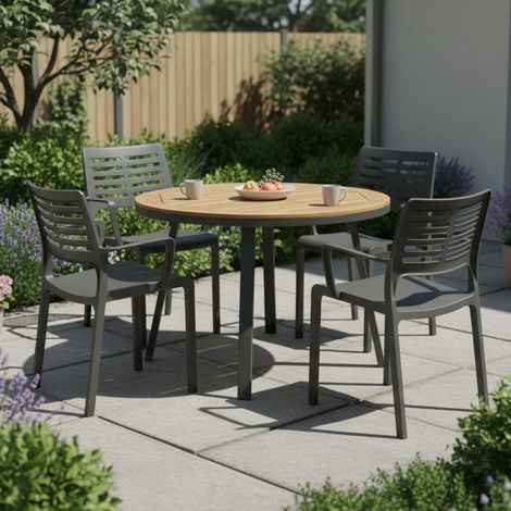 Outdoor-Stuhl Hero, 4 Stühle, Armlehnen Made in Italy, Belastbar bis 120 kg, Anthrazit-Schwarz (1/4)