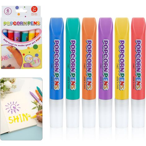 1 Paquet/6pcs Stylos à Dessin à Bulles Pop-Corn, 6 Couleurs Stylos à Peinture Magiques Gonflés Marqueurs 3D Pop-Corn pour Enfants Fournitures Peinture Artistique pour Maison Salle Classe (1/5)