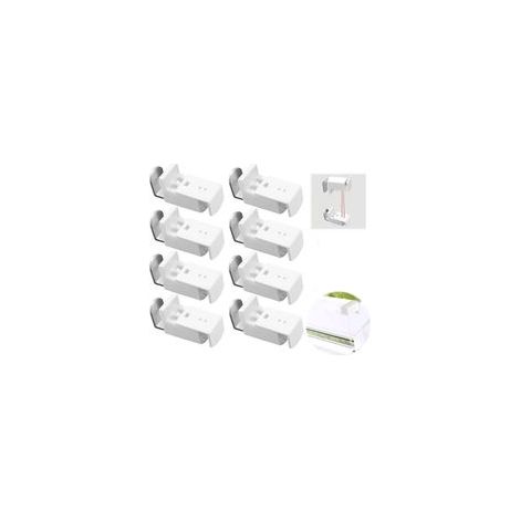 Lot de 8 Supports de Serrage pour Store Plissé sans Percage, Fixation Store sans percage, Support de Fixation Réglable Universel pour Store Tendu sur Tous Types de Fenêtres et Portes, Blanc