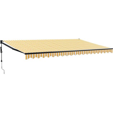 vidaXL Tenda Sole Automatica Retrattile Gialla e Bianca 5x3 m
