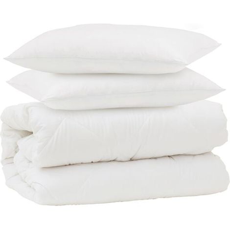 Ensemble de couette trois pièces en duvet d'oie et microfibre blanche (1/5)