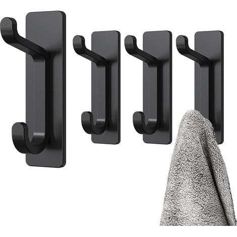 Filiyano-Noir, lot de 4 crochets muraux autocollants, porte-serviettes de salle de bain, cuisine (1/5)