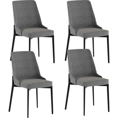 Set 4 Sedie Ambra 48x58,5x89 cm in Tessuto Easy-Clean Grigio Scuro (1/5)