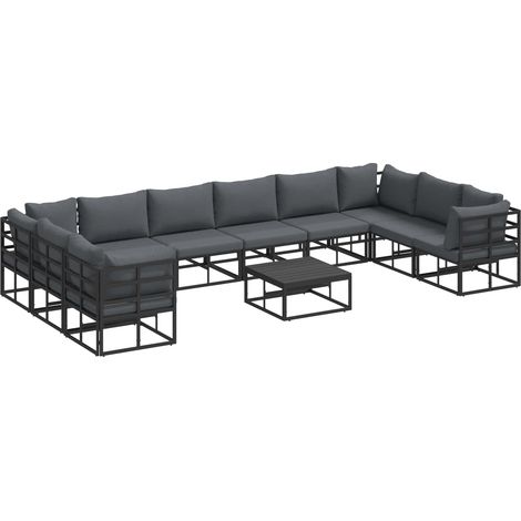 Maison Exclusive - Gartensofa-set mit Kissen 11 pcs Schwarz Alumi