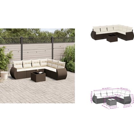 7-tlg. Garten-Sofagarnitur mit Kissen Braun Poly Rattan - Garten Sofagarnitur - Garten Sofagarnituren - Outdoor Sofagarnitur - Sofagarnitur Terrasse