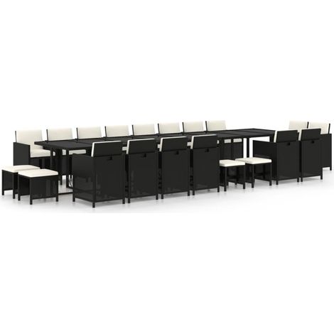 Maison Exclusive - 21-tlg. Garten-Essgruppe mit Kissen Schwarz Po