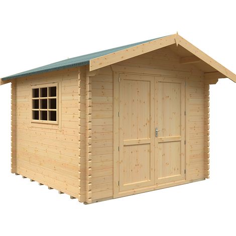 10x10w Marlborough Plus 44mm Cabin - L295 x W295 x H261.6 cm - Solid Wood/Softwood/Pine - Natural