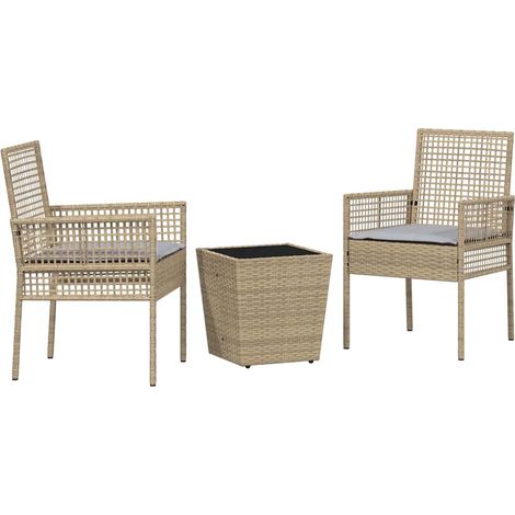 Maison Exclusive - Juego Bistro de Jardín 3 pcs Beige ratán sinté