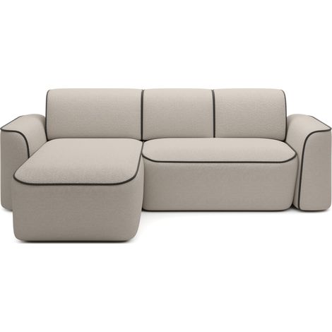 Canapé d'angle relax électrique en tissu DUMAS - Innovation bien-être angle gauche-Beige/Marron-angle gauche (1/5)