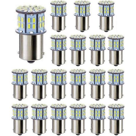 20 ampoules LED 3014 50-SMD blanches ultra-lumineuses (compatibles avec les modèles 1156, 1141 et 1003 BA15S) pour camping-car, caravane, bateau et coffre de voiture. (1/5)