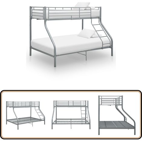 Cadre de lit superposé sans matelas gris 140x200 cm/90x200 cm - Lit Superposé - Lit Enfants - Lit Double - Cadre Lit - Meubles Enfants