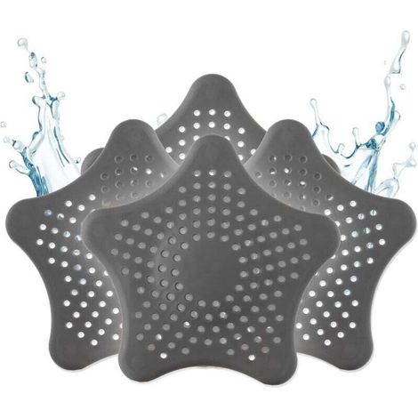 Tamis d'écoulement Universel en Silicone - 3+1 Tamis à Cheveux Gratuit - Tamis de Douche avec Attrape-Cheveux - Tamis d'écoulement pour Douche, lavabo, Baignoire et Cuisine(gris) (1/4)