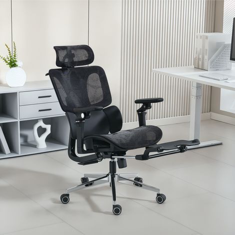 Chaise Bureau Ergonomique avec Accoudoirs 6D, Appui-Tête et Profondeur d'Assise Réglables, 67 x 71 x 133 cm, Noir (1/5)