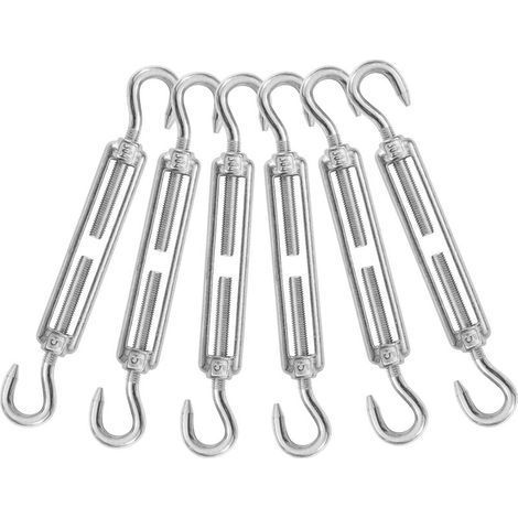 Set of 6 M5 hook turnbuckles, heavy duty turnbuckles for tensioning wire ropes, suitable for guardrail cables. (1/5)