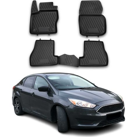 OMAC Tapis de Sol Compatible avec Ford Focus mk3 2011-2018 sur Mesure en Caoutchouc Noir