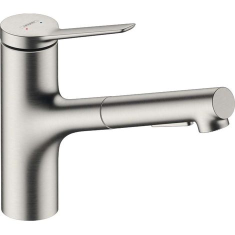 Hansgrohe Zesis M33 - Grifo de fregadero con ducha extraíble, sBox, aspecto acero inoxidable 74821800 (1/5)