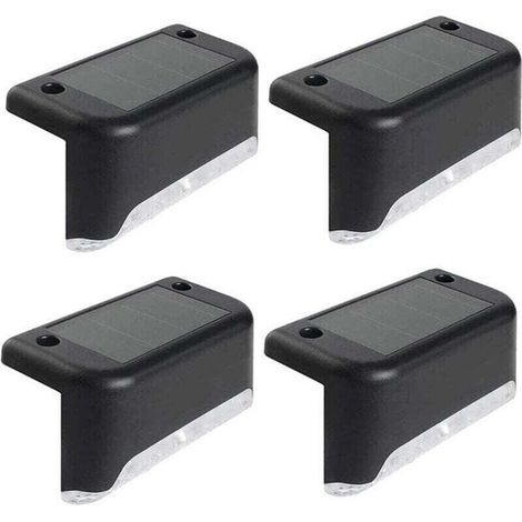 Lot de 4 Lampes Solaires, Eclairage à LED Lampe Solaire Exterieur, Lumières Solaires Exterieure Jardin Lumière blanche Étanche Décoration pour Escalier Pont Marches Clôture Cour Terrasse Chemin (1/4)