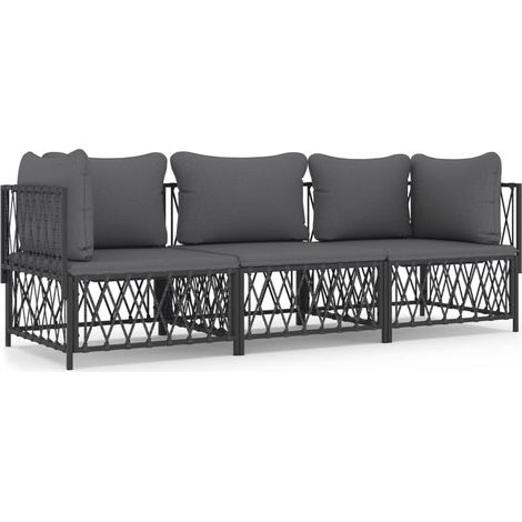 Maison Exclusive - Set Salotto da Giardino 3 pz con Cuscini in Acciaio Antracite (1/5)