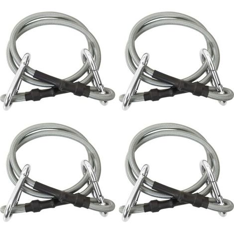 Cordes avec mousqueton 4 pcs caoutchouc - Kit d'accessoires pour voile d'ombrage jardin terrasse extérieur (1/5)