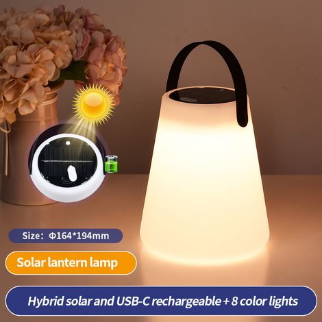 Lampe camping solaire étanche IP44 LED suspendue tente 8 teintes lumière jardin extérieur cour pelouse recharge USB C (1/3)