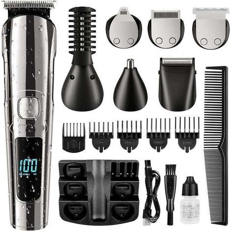 Barttrimmer, kabelloser Haartrimmer für Männer, wasserdicht für Körper, Schnurrbart, Nase, Ohren, Gesicht, elektrischer Rasierer, All-in-One-Pflegeset, USB-aufladbar (1/5)