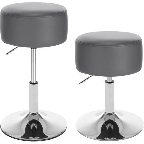 WOLTU Barhocker 2er Set, Schminkhocker Höhenverstellung, Barstühle rund, 360° Drehbar Bürohocker, gepolstert Kunstleder, für Küchen Bar, Grau (1/4)