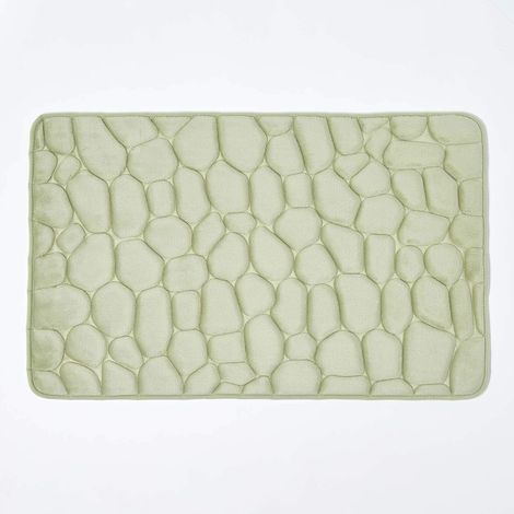 Alfombrilla de baño de espuma viscoelástica color verde salvia, 50x80 cm (1/5)
