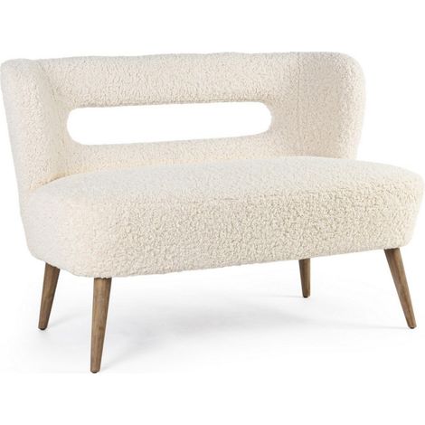 Divano 2 Posti in Bouclé Bianco Moderno da Interno - CARMEN (1/5)