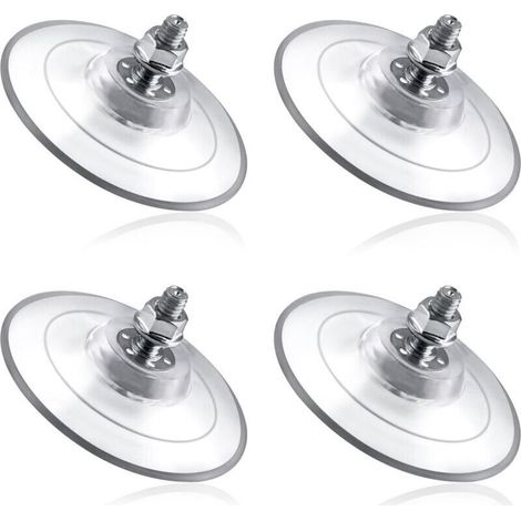 Lot de 4 grandes ventouses avec écrou à vis M8 de 85 mm en PVC transparent - Ventouses en verre extra fortes et épaisses (1/5)