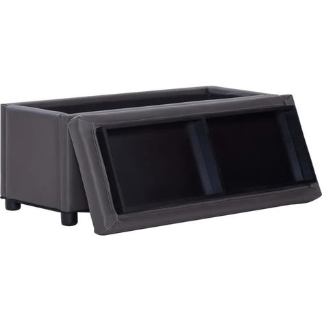 vidaXL Aufbewahrungspouf 87,5 cm Grau Kunstleder