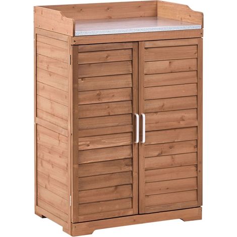 Table de Rempotage de Jardin en Bois de Sapin Meuble d'Extérieur Résistant aux Intempéries Construction Marron Foncé Tereville (1/5)