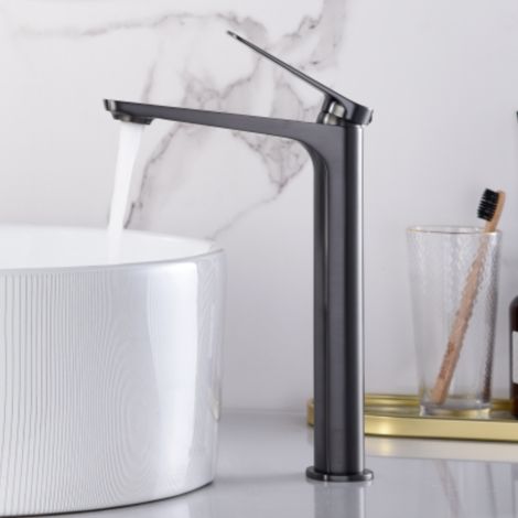 Imex - Grifo Monomando Lavabo Caño Alto Black Gun Serie Nápoles