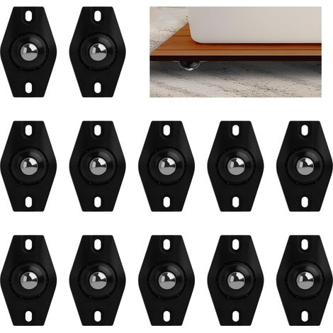 CCYKXA  Set mit 12 Rollen für Kleinmöbel, 360°-Universalrollen mit Kugellager, selbstklebend aus ABS, max. Traglast 15 kg, schwarz, für Möbel und industrielle Anwendungen