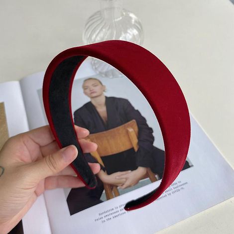 1 X Bandeau Bords Larges En Velours Rouge Parfait Pour Un Usage Quotidien, Le Lavage Du Visage, Les Soins De La Peau Et Le Maquillage, Les Access (1/5)