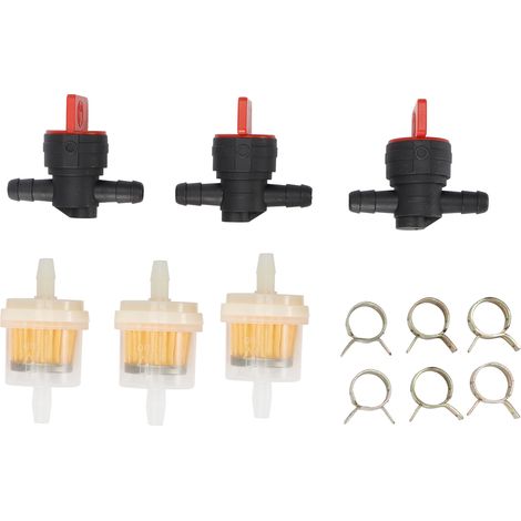 Kit de vanne d'arrêt de réservoir G1/4 avec filtre et collier pour carburateur de débroussailleuse et tondeuse à gazon. (1/5)