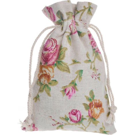 Lot de 50 Sachets de Toile de Jute en Lin, Petits Sacs en Tissu Sachet Coton 10 x 14cm Sac Toile de Jute Pochette Tissu Cordon Sac