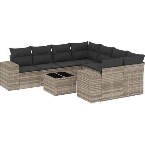 Maison Exclusive - Set muebles jardín 9 pzas y cojines ratán sint (1/5)