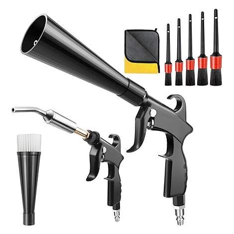 Pistolet de nettoyage à sec haute pression pour voiture, pistolet à air de séchage intérieur avec 2 buses pour évacuer rapidement la saleté et la poussière avec flux d'air (1/5)