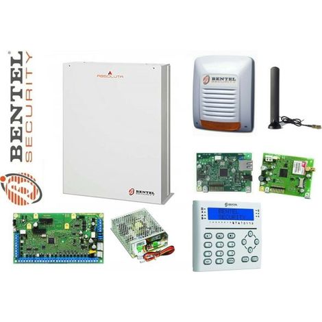 Bentel Security Kit Absoluta Plus 48 + Box-M + Sirena + IP + GSM + Tastiera + Alim.3.6A - ABS-48-G
