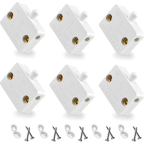 Lntyq Automatique Pour Interrupteur D'Éclairage Porte Placard Contact Momentané Interrupteurs 6Pièce Cupboard Doors Commutateur D'Armoire Blanc