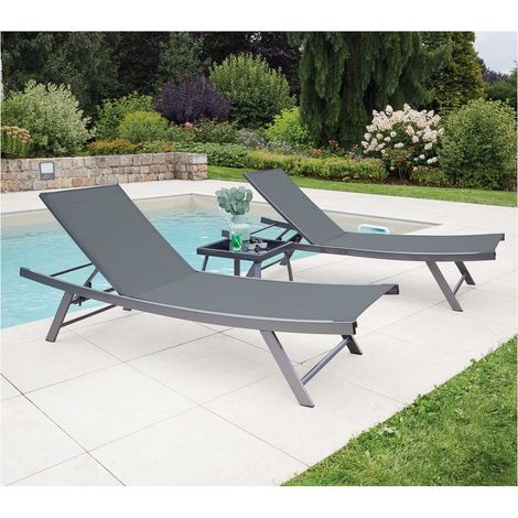 Ensemble transat de jardin et table basse en acier - gris anthracite - ARIO (1/4)